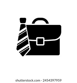 Tie and biefcase icon. Symbol of office work and corporate culture. Vector Illustration