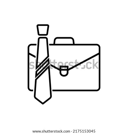 Tie and biefcase line icon. Symbol of office work and corporate culture. Vector Illustration