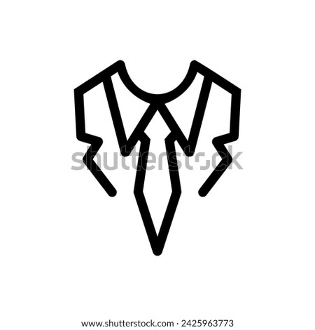 Tie black line icon. Necktie flat icon. Vector illustration style design. Neckcloth accessory as symbol dress code. For mobile web application. Red tie with white shirt. Clothing businessmen.