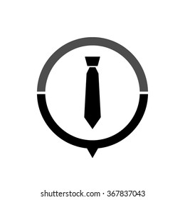 tie - black vector icon; map pointer;  message bubble