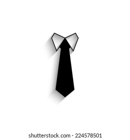 Tie - black vector icon with shadow