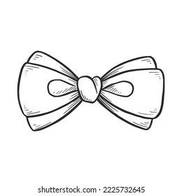 Esbozo de doodle con arco de puntas. Esbozo dibujado a mano vintage codo de lazo para boda, elemento de moda. Ilustración vectorial aislada.