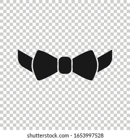 Tie bow icon in flat style. Bowtie vector illustration on white isolated background. Butterfly business concept.