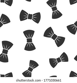 Tie bow icon in flat style. Bowtie vector illustration on white isolated background. Butterfly seamless pattern business concept.