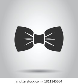 Tie bow icon in flat style. Bowtie vector illustration on white isolated background. Butterfly business concept.