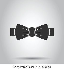 Tie bow icon in flat style. Bowtie vector illustration on white isolated background. Butterfly business concept.