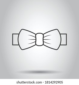 Tie bow icon in flat style. Bowtie vector illustration on white isolated background. Butterfly business concept.