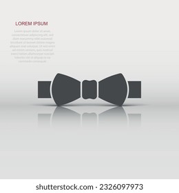 Tie bow icon in flat style. Bowtie vector illustration on white isolated background. Butterfly business concept.