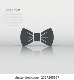 Tie bow icon in flat style. Bowtie vector illustration on white isolated background. Butterfly business concept.