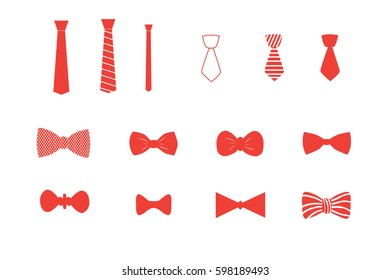 Tie, bow tie, a set of icons.