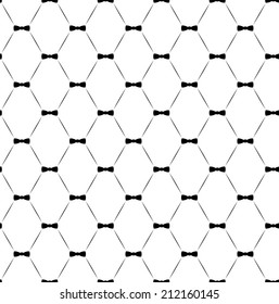 Tie Bow Vector Seamless Pattern, Monochrome.