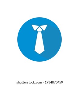 Tie Of A Businessman On A Round Button. Business Zone. Vector Icon Illustration Isolated On White Background.