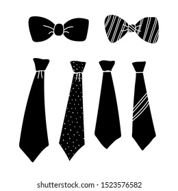 tie collection design silhouette isolated white background