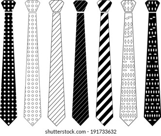 Tie collection-vector silhouette