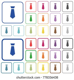 Tie color flat icons in rounded square frames. Thin and thick versions included.