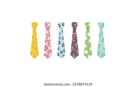 Tie colorful seamless pattern design set for use.