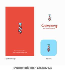 Tie Company Logo App Icon and Splash Page Design. Creative Business App Design Elements