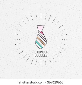 Tie concept.Vector multicolored hand-drawn doodles, icon, stamp Tie concept.Vector multicolored hand-drawn doodles, icon, stamp