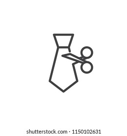 Tie Cut outline icon. linear style sign for mobile concept and web design. Employee Reduction simple line vector icon. Symbol, logo illustration. Pixel perfect vector graphics