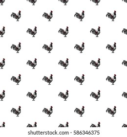 Tie day pattern ornament with birds rooster isolated on a white background. Vector graphic animals regular print seamless.