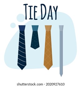 Día del Canto. Un conjunto de corbatas. Corbatas azules, verdes, grises y marrones. Los lazos de los hombres.