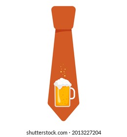 A tie decorated with elements for St. Patrick's Day. Vector illustration isolated on a white background.Cartoon style