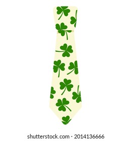 A tie decorated with elements for St. Patrick's Day. Vector illustration isolated on a white background.Cartoon style