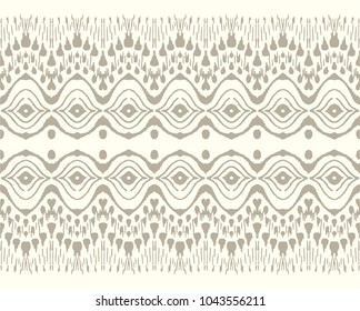 Tie dye art brush and lace. Vector Ethnic necklace. Ikat pattern. Shibori print with stripes and chevron. Ink textured japanese background. Bohemian fashion. Endless watercolor texture. 