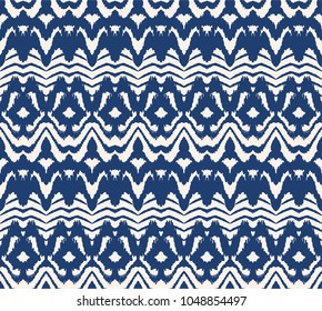 Tie dye art brush and lace. Vector Ethnic necklace. Ikat pattern. Shibori print with stripes and chevron. Ink textured japanese background. Bohemian fashion. Endless watercolor texture. 