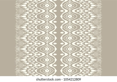 Tie dye art brush and lace. Vector Ethnic necklace. Ikat pattern. Shibori print with stripes and chevron. Ink textured japanese background. Bohemian fashion. 