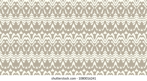 Tie dye art brush and lace. Vector Ethnic necklace. Ikat pattern. Shibori print with stripes and chevron. Ink textured japanese background. Bohemian fashion. Endless watercolor texture. 