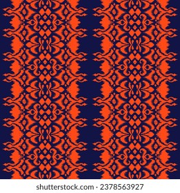 Tie dye art brush and lace. Vector Ethnic necklace. Ikat pattern. Shibori print with stripes and chevron. Ink textured japanese background. Bohemian fashion. Watercolor texture. Hand drawn, not AI