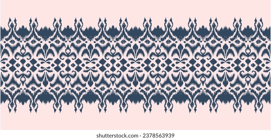 Tie dye art brush and lace. Vector Ethnic necklace. Ikat pattern. Shibori print with stripes and chevron. Ink textured japanese background. Bohemian fashion. Watercolor texture. Hand drawn, not AI