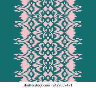 Tie dye art brush and lace. Vector Ethnic necklace. Ikat pattern. Shibori print with stripes and chevron. Ink textured japanese background. Bohemian fashion. Watercolor texture. Hand drawn, not AI