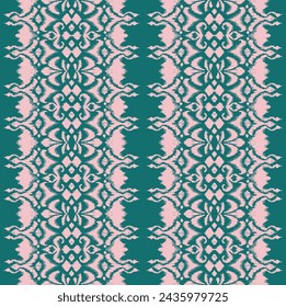 Tie dye art brush and lace. Vector Ethnic necklace. Ikat pattern. Shibori print with stripes and chevron. Ink textured japanese background. Bohemian fashion. Watercolor texture. Hand drawn, not AI