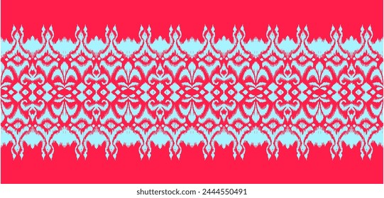 Tie dye art brush and lace. Vector Ethnic necklace. Ikat pattern. Shibori print with stripes and chevron. Ink textured japanese background. Bohemian fashion. Watercolor texture. Hand drawn, not AI