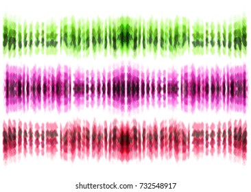 Tie dye art brushes. Print in Shibori style. Ribbon ornament, ribbon, border. Ethnic jewelry. Fashion embroidery for women's clothing. Elements of batik on fabric.