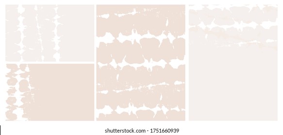 Tie Dye Backdrop. Cute Geometric Vector Layouts. White Freehand Lines Isolated on a Light Salmon Pink and Gray Background. Simple Abstract Vector Prints Ideal for Layout, Cover.
