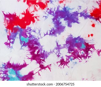 Tie dye background Geometric pattern texture Vector illustration Shibori Abstract batik brush seamless and repeat pattern design Bright, red, yellow, white, purple colors Paint splatter