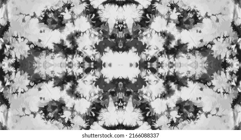 Tie dye background Geometric pattern texture Vector illustration Shibori Abstract batik brush seamless and repeat pattern design Black, white, gray Paint splatter Curls, waves, dirty