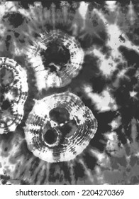 Tie dye background Geometric pattern texture Coral 70s fabric Vector illustration Psychedelic hippie light Shibori Batik brush seamless and repeat design Paint splatter spiral Black and white