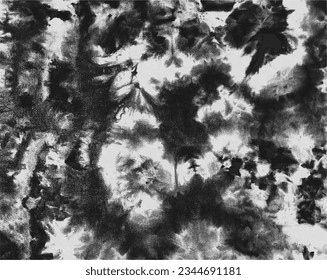 Tie dye background Geometric tradition pattern texture Vector illustration Shibori Abstract batik brush repeat fabric pattern creativity design Hand ornamental painted Black and white