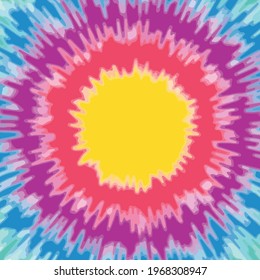 Tie dye background rainbow color swirl. circular shape with waves