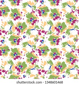 Tie dye background. Seamless hand drawn pattern tie dye shibori print. Ink textured background, japan rustic batik fabric. Vector illustration.