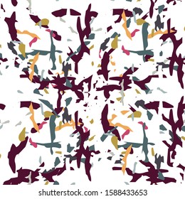 Tie Dye, Batik. Hand Drawn, Paint Texture Seamless Pattern.  Ethnic Surface. Hand Drawn Painted. Brown Ochre Geo Ancient Traditional Canvas.  Staining Natural Tie dye Pattern.