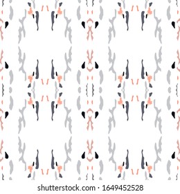 Tie Dye, Batik. Handgezeichnet, farbige Texturschmuck. Traditionelle Oberfläche. Endlose Wiederholung der Malerei.  Rose Gray Folklore Moderne alte Canvas.  Geometrische Geometrische Shibori-Kunst.