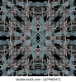 Tie Dye, Batik. Hand Drawn, Paint Texture Ornament. Traditional Surface. Endless Repeat Painting.  Black Gray Traditional Tribal Folk Home Decor.  Geometry Geometrical Shibori Watercolor.