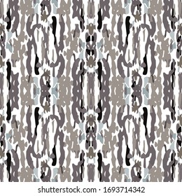 Tie Dye, Batik. Hand Drawn, Paint Texture Seamless Pattern.  Ethnic Surface. Hand Drawn Painted. Black Gray Ancient Old Modern Home Decor.  Woven Geometrical Shibori Watercolor.