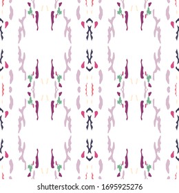 Tie Dye, Batik. Hand Drawn, Paint Texture Seamless Pattern.  Ethnic Surface. Hand Drawn Painted. Red Maroon Traditional Native Ethnic Fabric.  Geometric Ornamental Ikat  Motif.