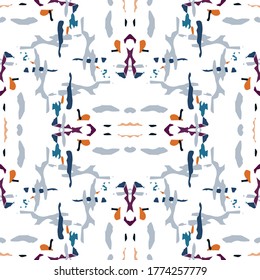 Tie Dye, Batik. Hand Drawn, Paint Texture Seamless Pattern.  Ethnic Surface. Hand Drawn Painted. Bordo Gray Folk Ethnic Native Textile.  Organic Graphic Ikat Mosaic.